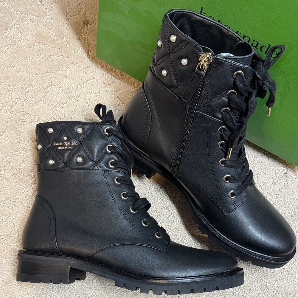 Kate Spade Black Combat Boots